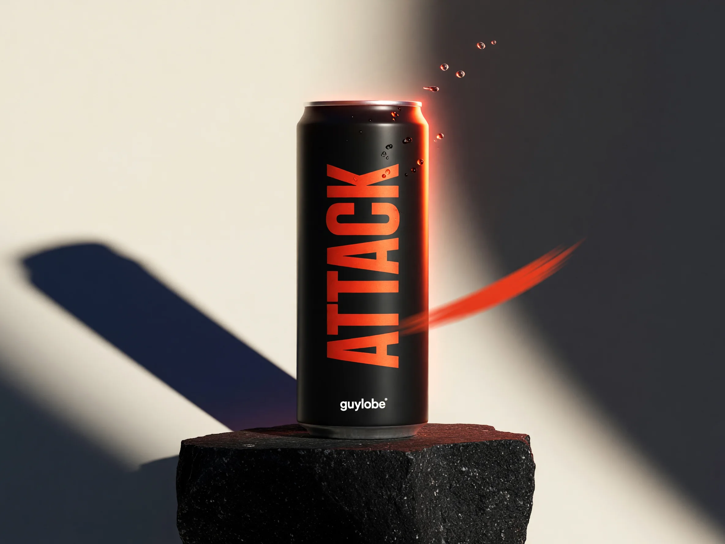 Matte black Attack beverage can by guylobe